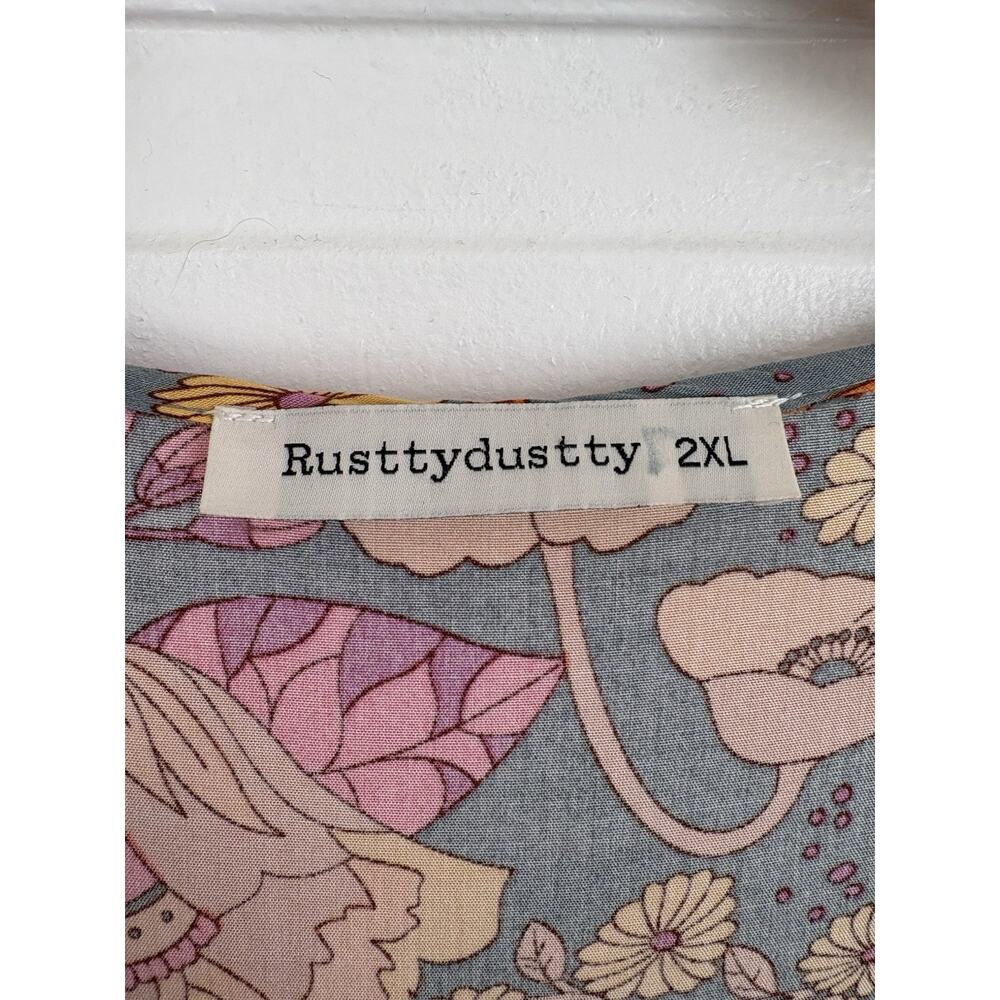 Rusttydustty 2XL Dress Floral Boho Cottagecore Retro Vacation Hippie Chic Whimsy - Picture 2 of 11